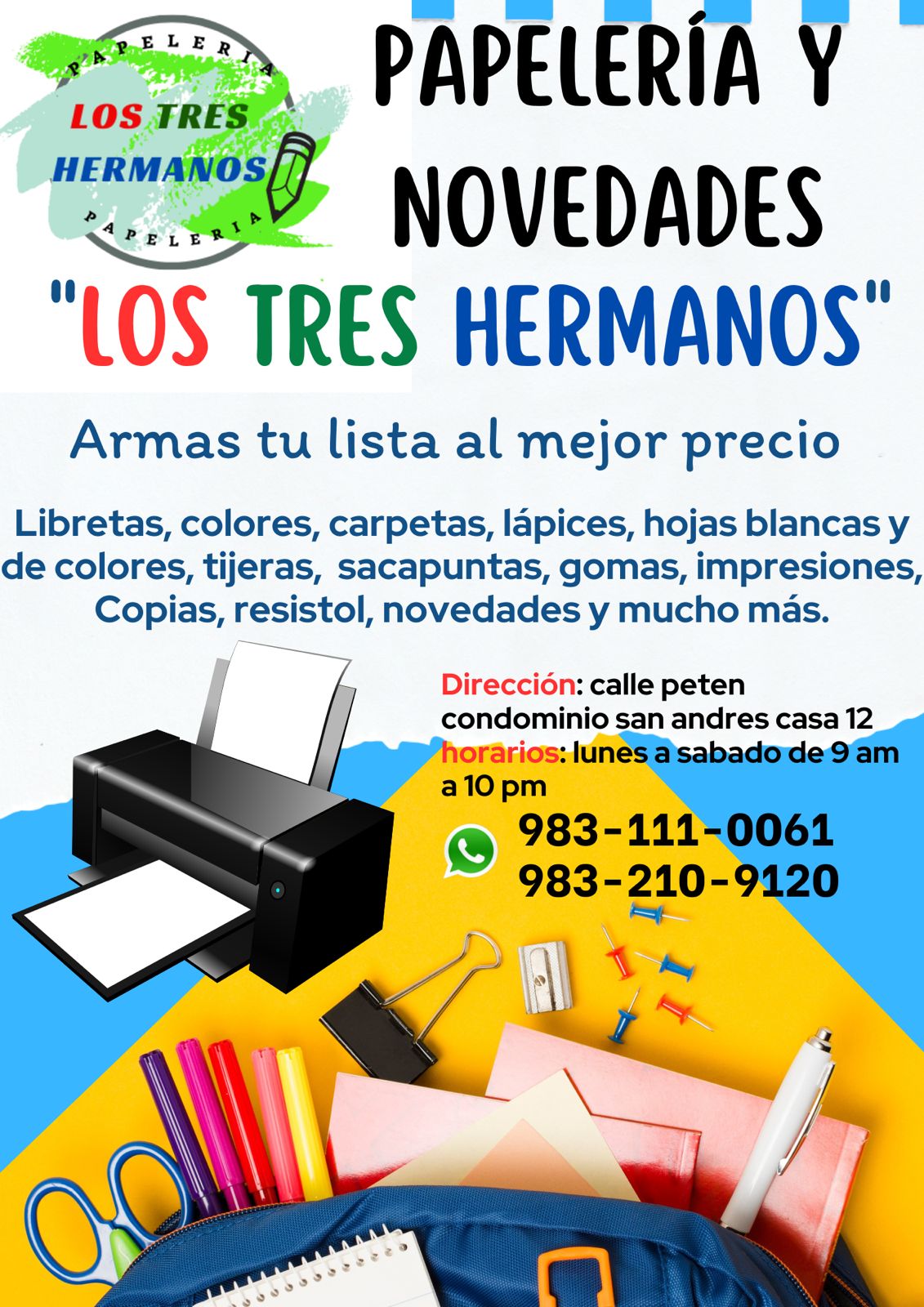 Papelería y novedades los  tres hermanos